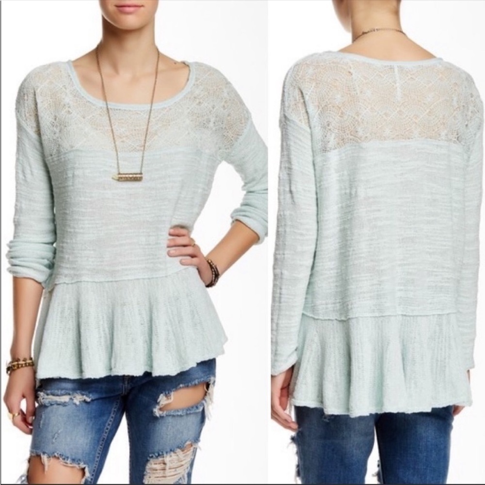 Free People Kristobel green peplum sweater top